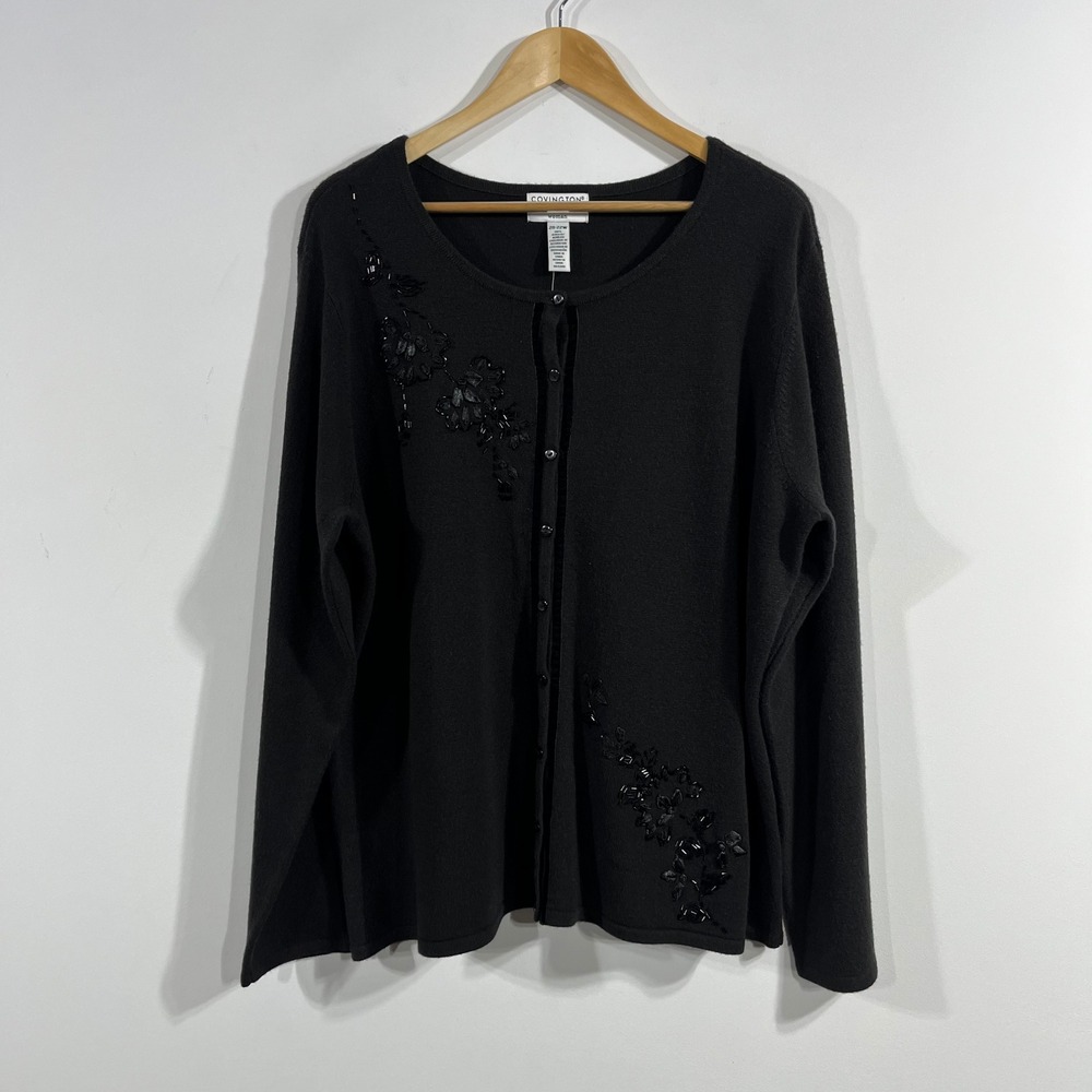 Covington Beaded Floral Cardigan Sweater Womens 20 22W Statement‎ Evening Chic